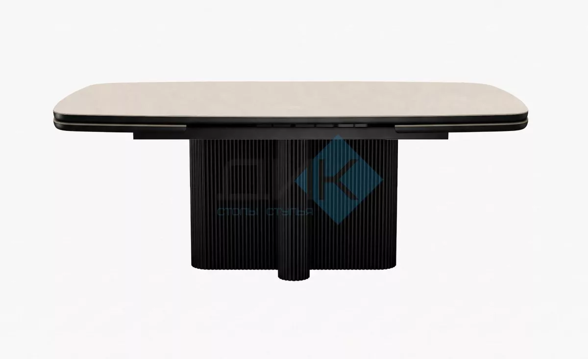 Стол DikLine DKO140 Керамика Krater Perla (бежевый матовый)/подстолье черное/опоры черные (2 уп.)