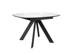Стол DikLine BK100 Керамика Carrara Gloss (мрамор глянец белый)/подстолье черное/опоры черные