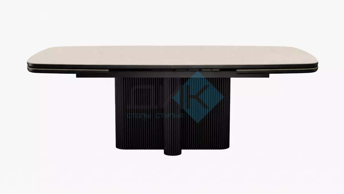 Стол DikLine DKO160 Керамика Krater Perla (бежевый матовый)/подстолье черное/опоры черные (2 уп.)