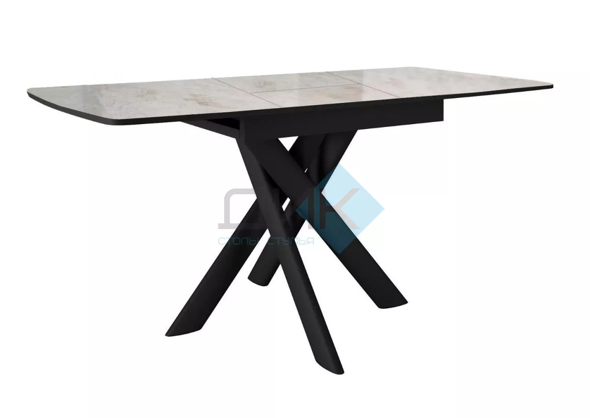 Стол DikLine DKB110, Керамика Italian Grey (глянец серый)/подстолье черное/опоры черные