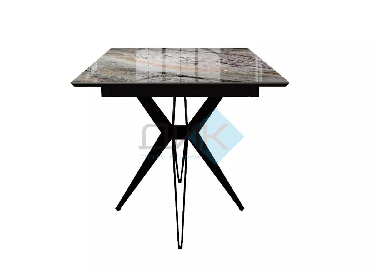Стол DikLine DKS140 керамика Venetian Brown Light глянец, подстолье черное, опоры черные (2уп.)