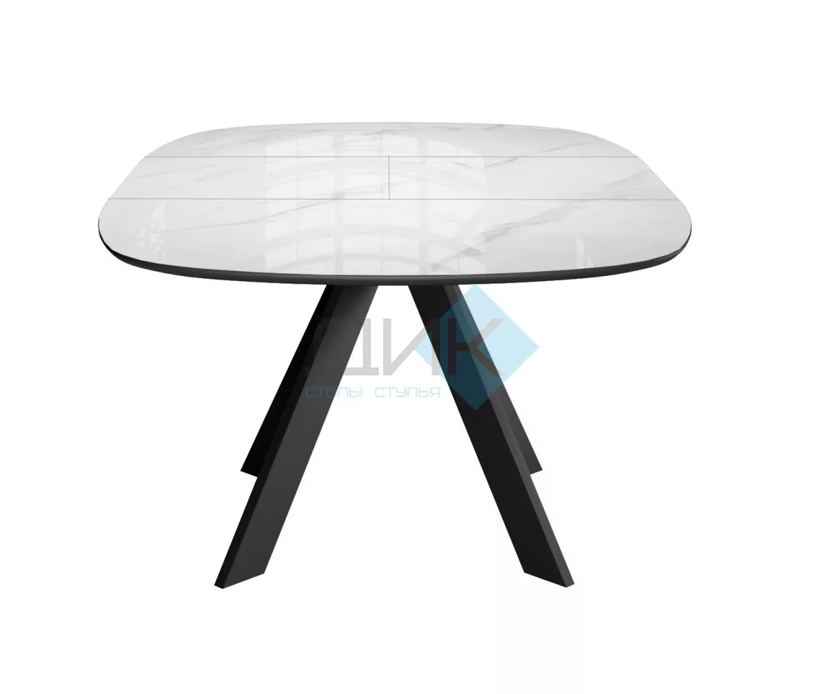 Стол DikLine BK100 Керамика Carrara Gloss (мрамор глянец белый)/подстолье черное/опоры черные