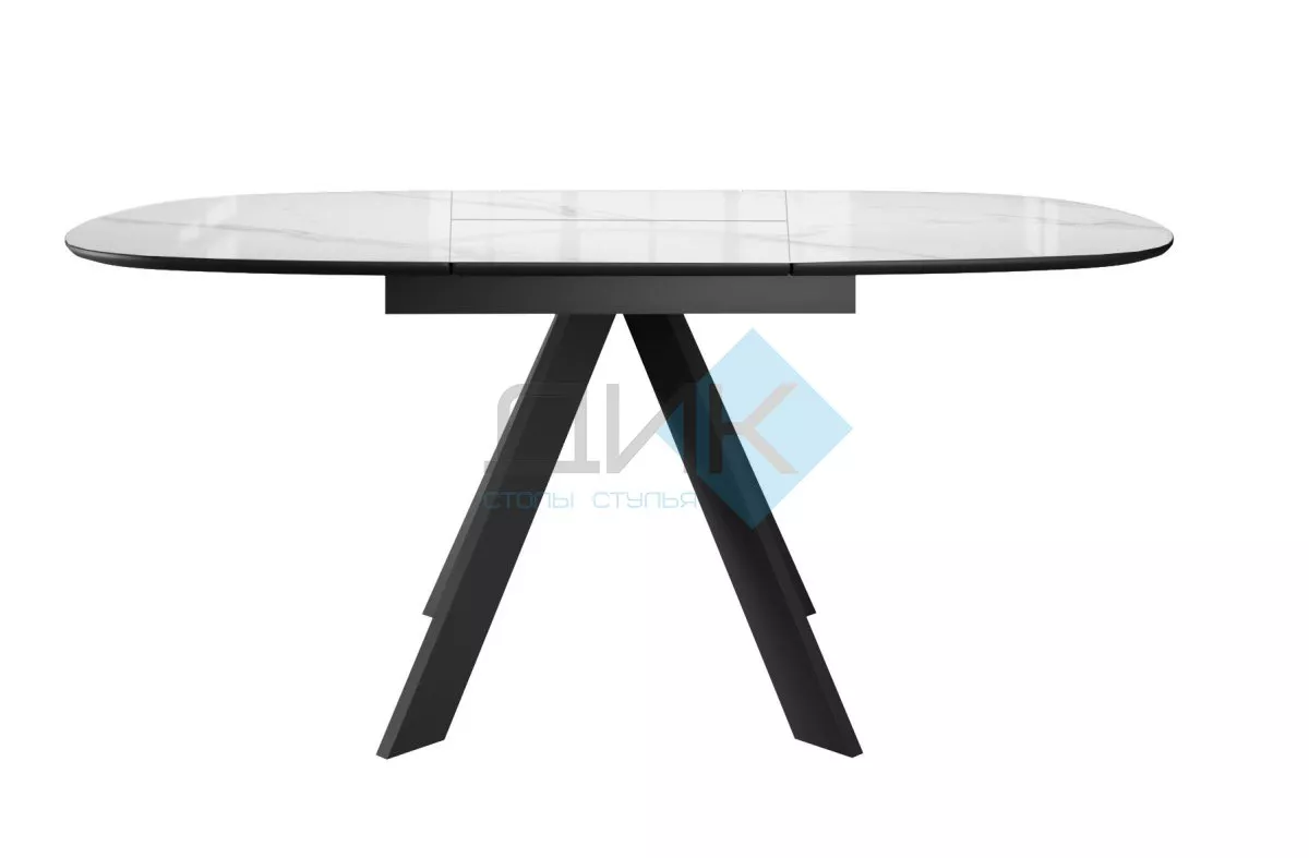 Стол DikLine BK100 Керамика Carrara Gloss (мрамор глянец белый)/подстолье черное/опоры черные