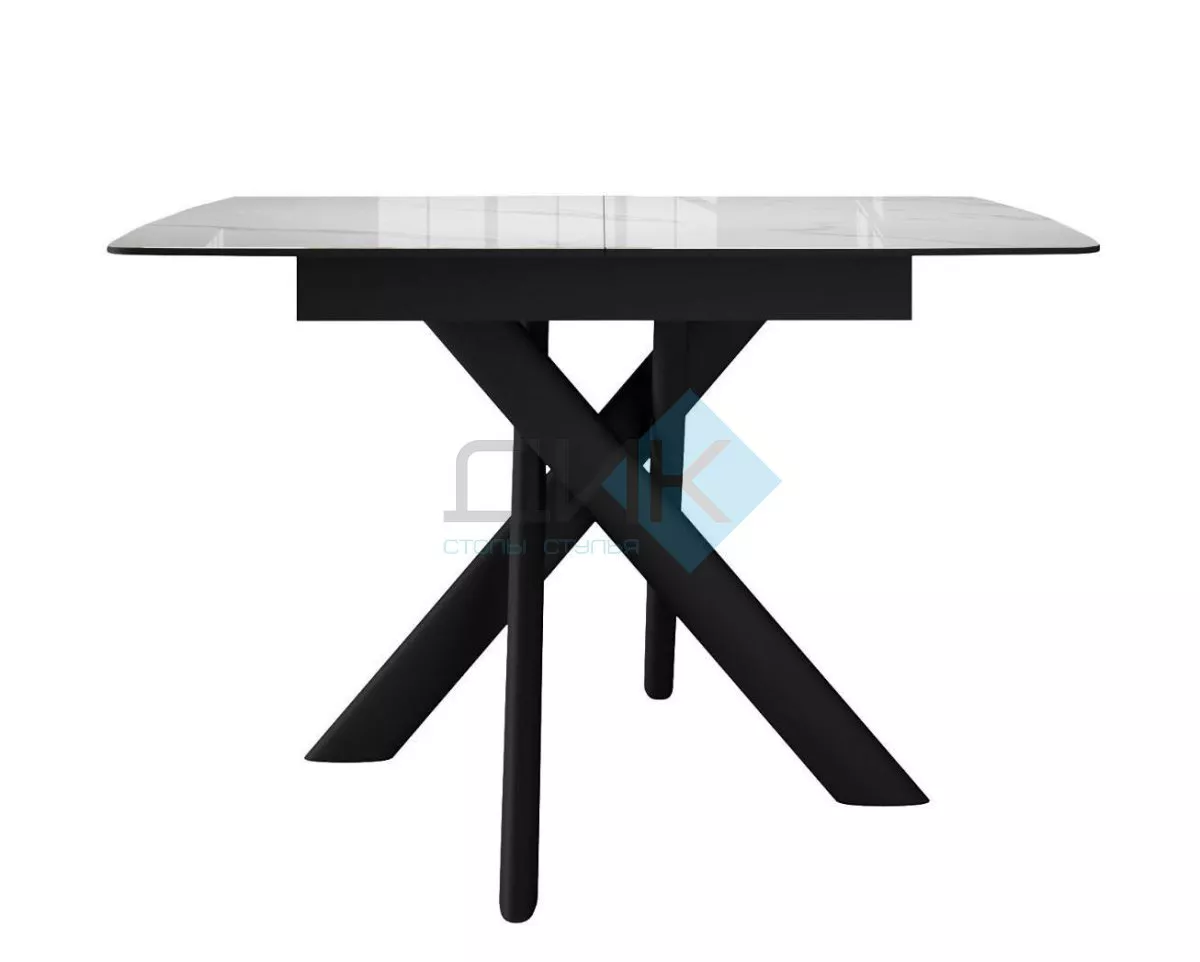 Стол DikLine DKB110, Керамика Carrara Gloss (мрамор глянец белый)/подстолье черное/опоры черные