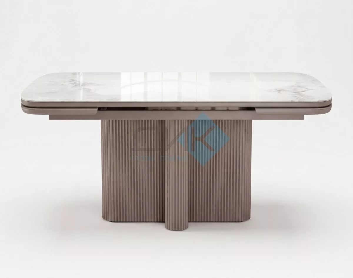 Стол DikLine DKO140 Керамика Platinum ART (белый глянец)/подстолье капучино/опоры капучино (2 уп.)