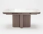 Стол DikLine DKO140 Керамика Platinum ART (белый глянец)/подстолье капучино/опоры капучино (2 уп.)