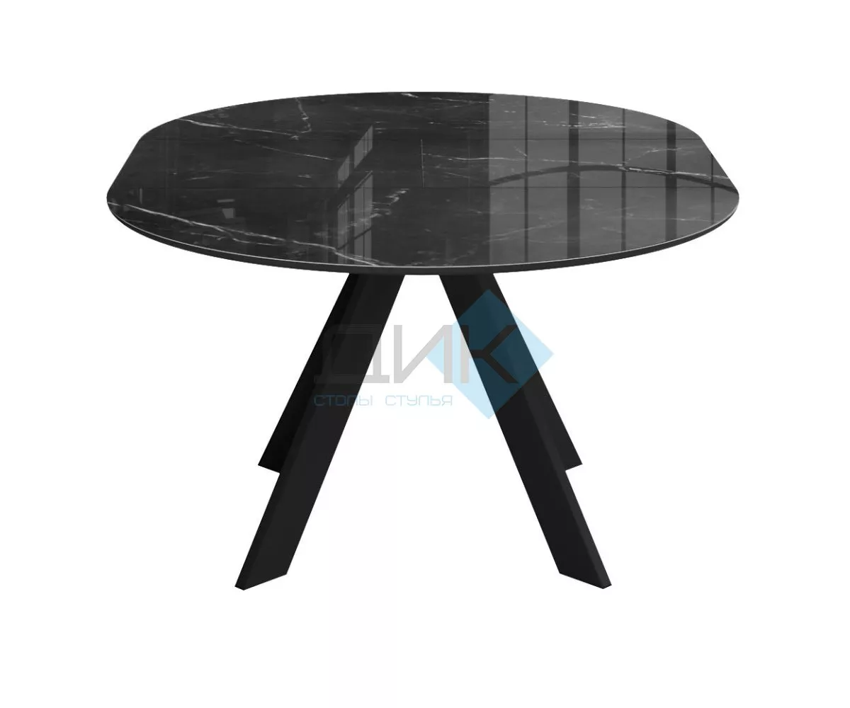 Стол DikLine SFC110 d1100 стекло Оптивайт Черный мрамор/подстолье черное/опоры черные