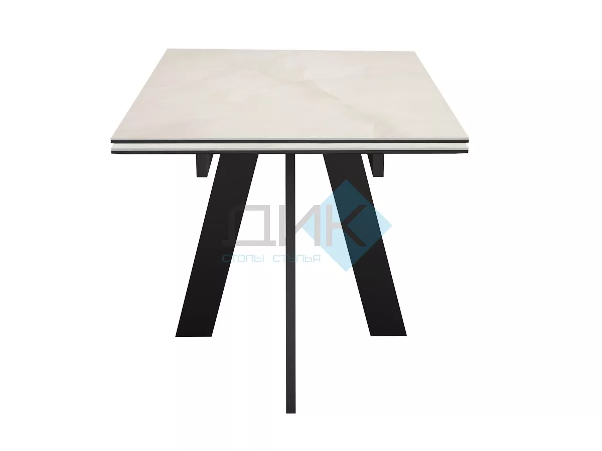 Стол DikLine DKM110 Керамика глянец белый Iceladic white jade (Ostra bianco light)/подстолье черное