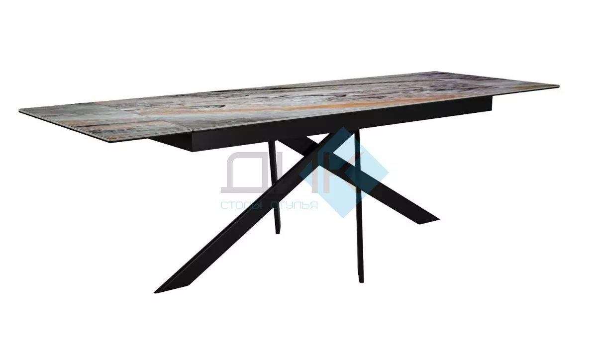 Стол DikLine EKX160, Керамика Venetian Brown Light глянец (К4), опоры черные (2 уп.)