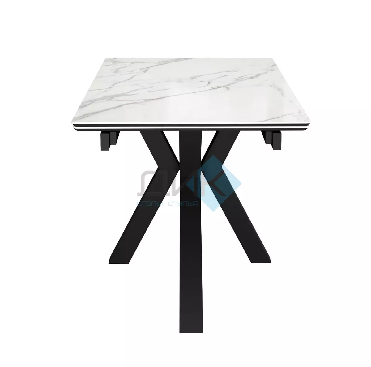 Стол DikLine SFE140 Керамика Tianshan White (белый полуглянец)/подстолье черное/опоры черные (2 уп.)