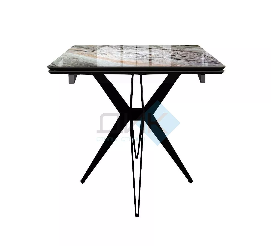 Стол DikLine DKS140 керамика Venetian Brown Light глянец, подстолье черное, опоры черные (2уп.)