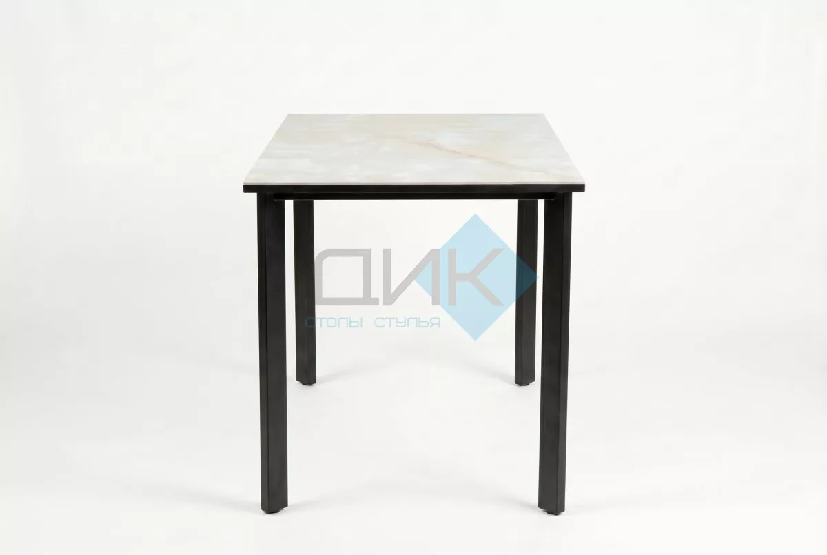 Стол DikLine DKT90 Керамика глянец белый Icelandic white jade (Ostra Bianco Light)/подстолье черное/опоры черные