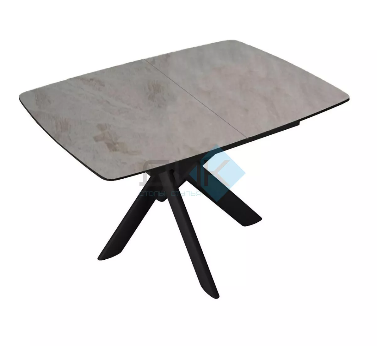 Стол DikLine DKB110, Керамика Italian Grey (глянец серый)/подстолье черное/опоры черные