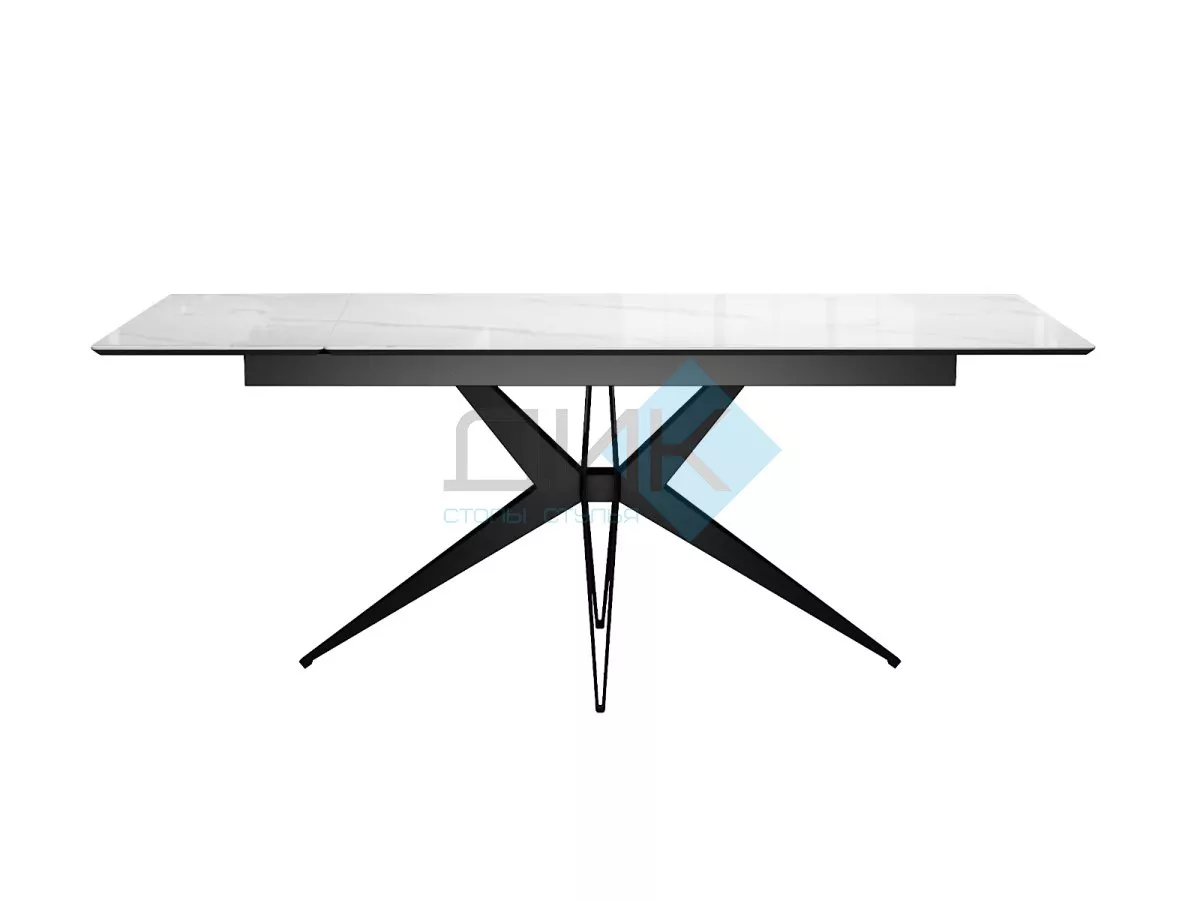 Стол DikLine DKS140 керамика Carrara Gloss (мрамор глянец белый), подстолье черное, опоры черные (2уп.)