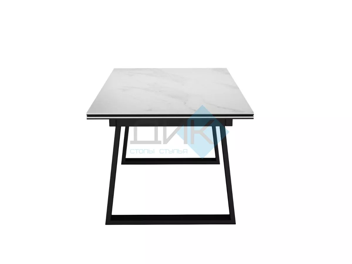 Стол DikLine DKZ160 Керамика Tianshan White (белый полуглянец)/подстолье черное/опоры черные (2 уп.)