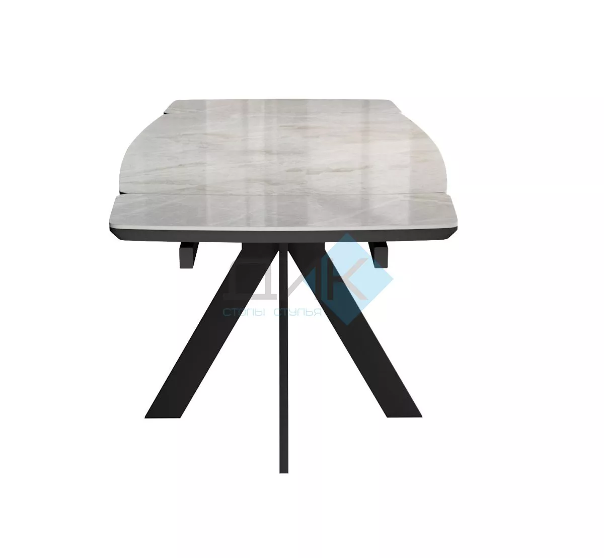 Стол DikLine DKU120 Керамика Italian Grey (глянец серый)/подстолье черное/опоры черные (2 уп.)