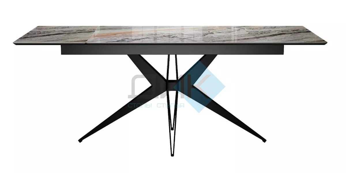 Стол DikLine DKS140 керамика Venetian Brown Light глянец, подстолье черное, опоры черные (2уп.)