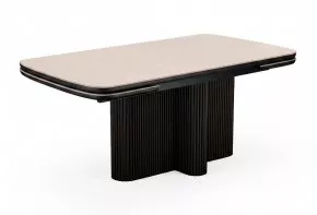 Стол DikLine DKO140 Керамика Krater Perla (бежевый матовый)/подстолье черное/опоры черные (2 уп.)