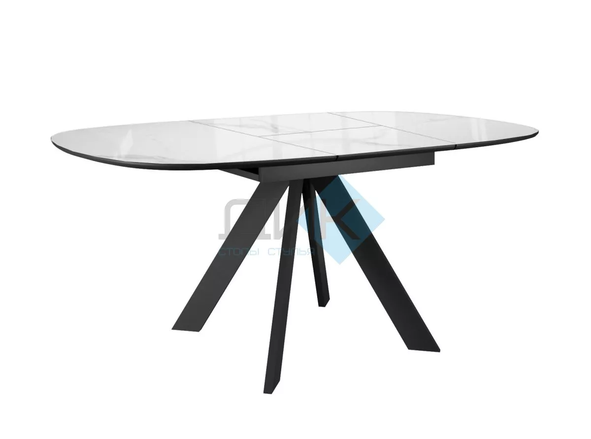 Стол DikLine BK100 Керамика Carrara Gloss (мрамор глянец белый)/подстолье черное/опоры черные
