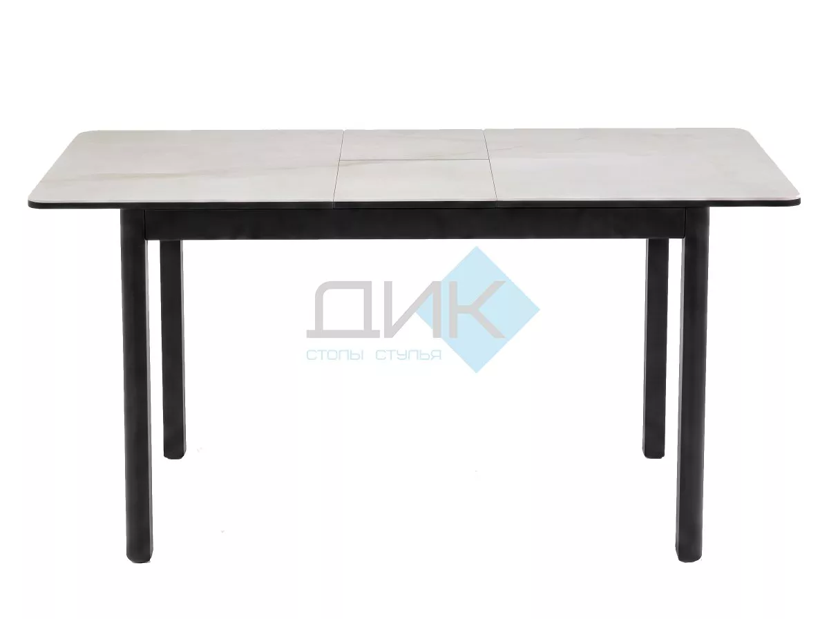 Стол DikLine DKQ120 Керамика белый Icelandic white jade (Ostra Bianco Light)/подстолье черное/опоры черные