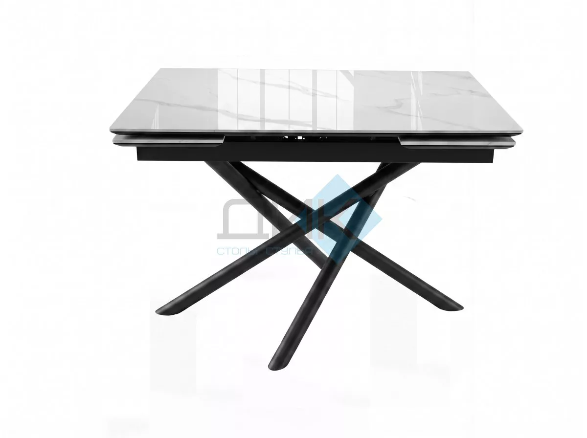 Стол DikLine BKX110 Керамика Carrara Gloss (мрамор глянец белый)/подстолье черное/опоры черные (2уп.)