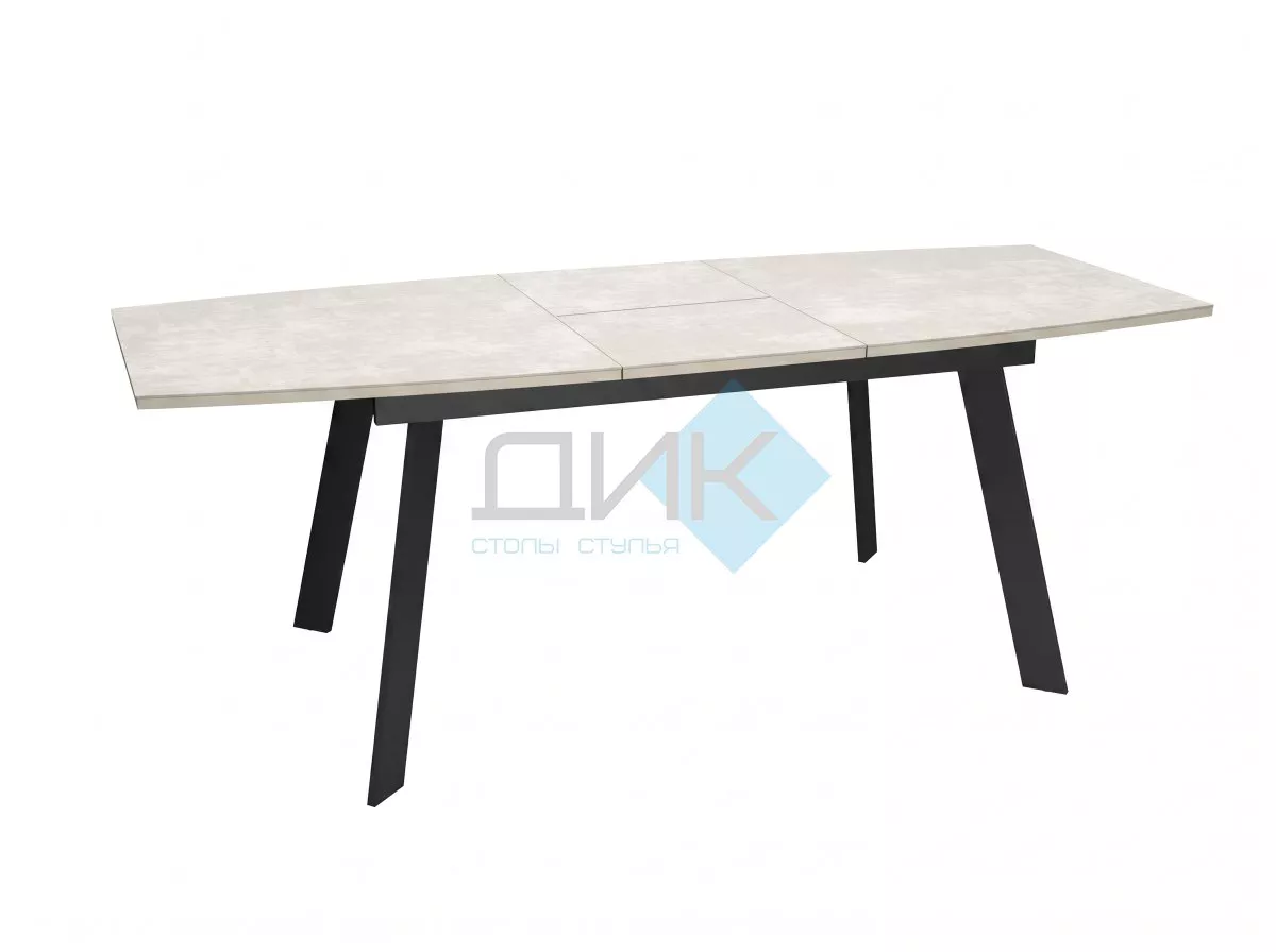 Стол DikLine XL160K хромикс белый/черный/опоры черные