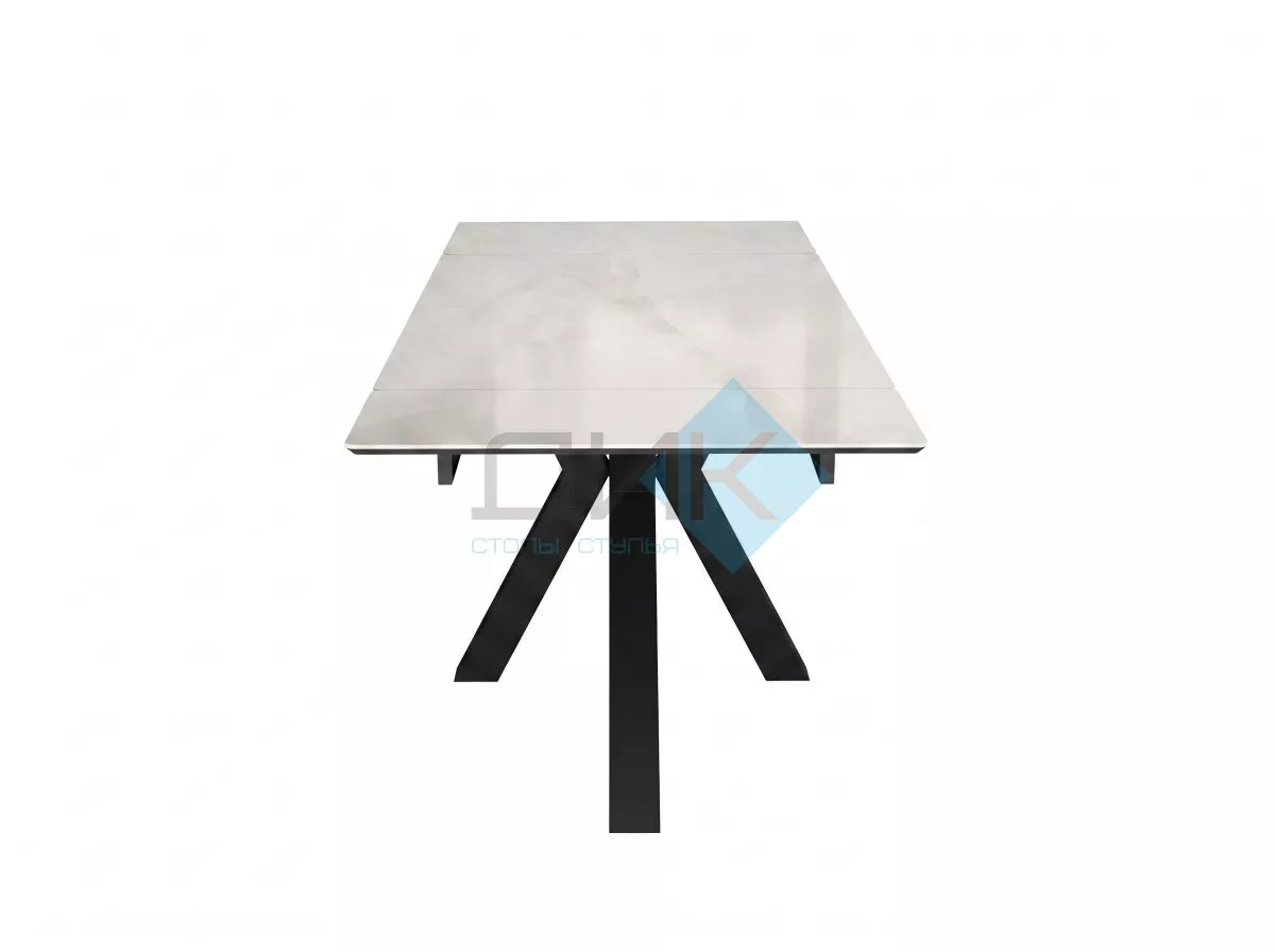 Стол DikLine SFE160 Керамика глянец белый Icelandic white jade (Ostra bianco light)/подстолье черное/опоры черные (2 уп.)