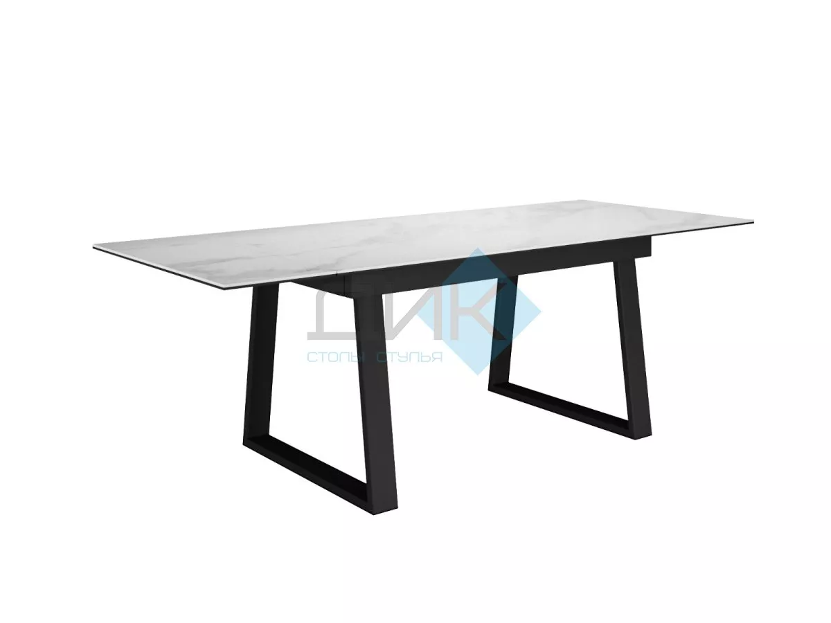 Стол DikLine DKZ160 Керамика Tianshan White (белый полуглянец)/подстолье черное/опоры черные (2 уп.)