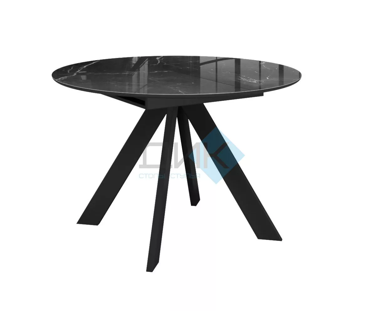 Стол DikLine SFC110 d1100 стекло Оптивайт Черный мрамор/подстолье черное/опоры черные