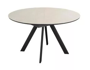 Стол DikLine SKC120 d1200 Керамика Krater Perla (бежевый матовый)/подстолье черное/опоры черные