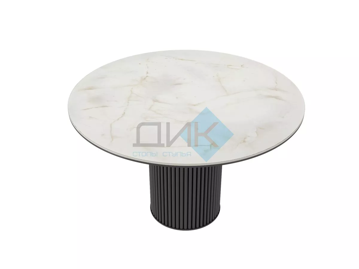 Стол DikLine AKR120 Керамика глянец Ostra Bianco/подстолье черное/опоры черные (2 уп.)