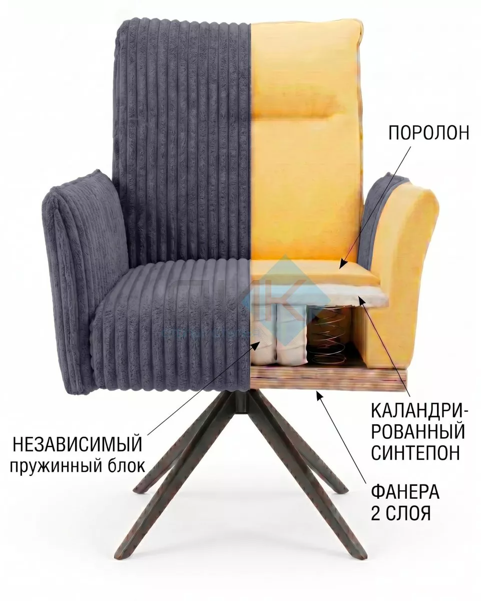 Стул DikLine 6827 т.к Серая Velo 13, опоры черные