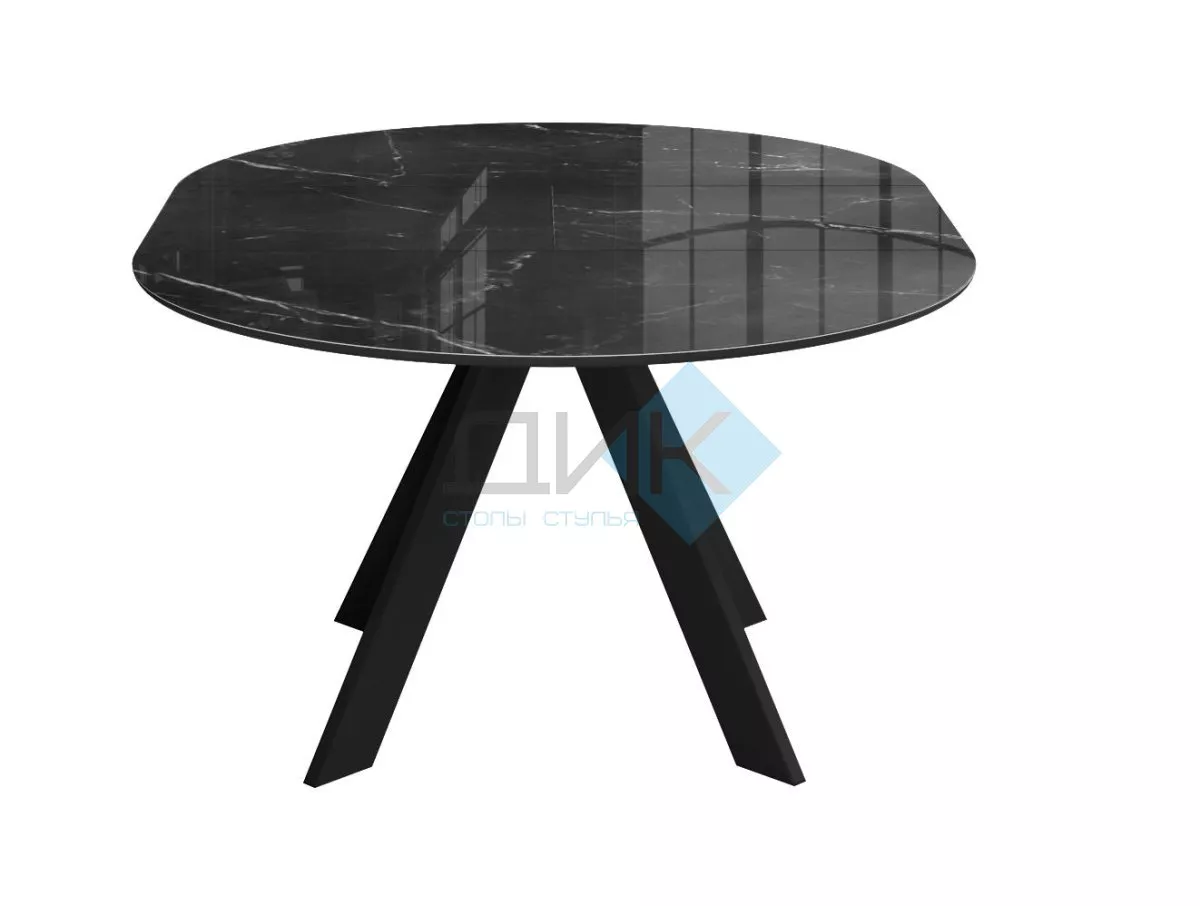 Стол DikLine SFC110 d1100 стекло Оптивайт Черный мрамор/подстолье черное/опоры черные