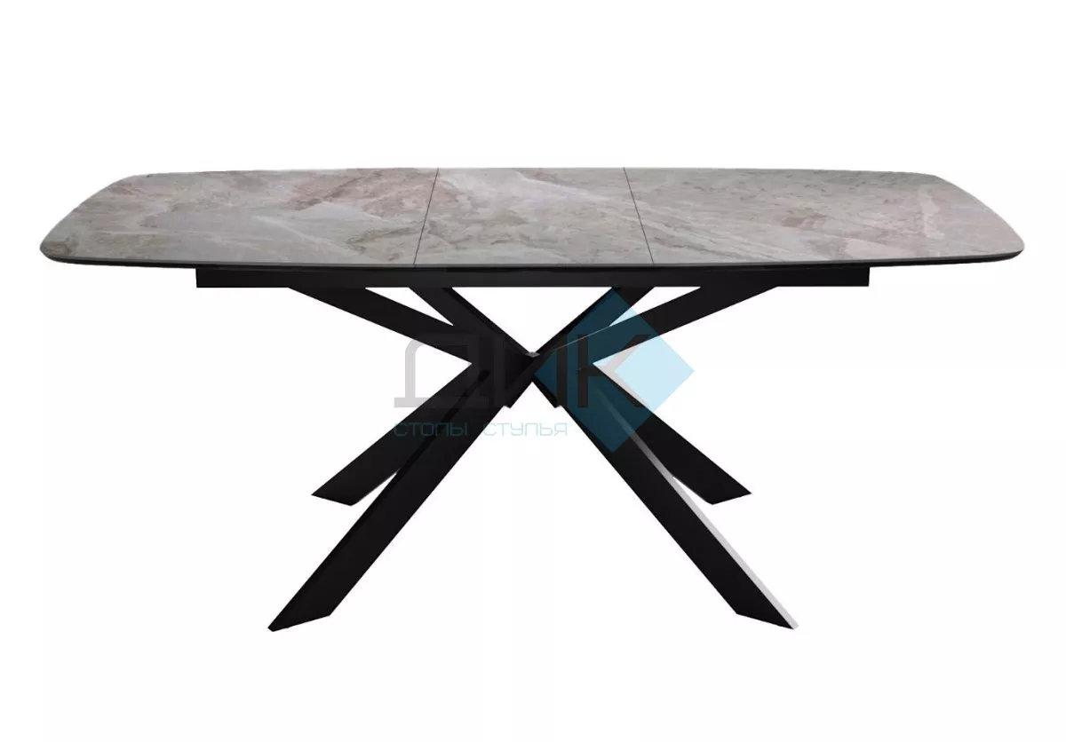 Стол DikLine BK140 Керамика Italian Grey (глянец серый)/подстолье черное/опоры черные