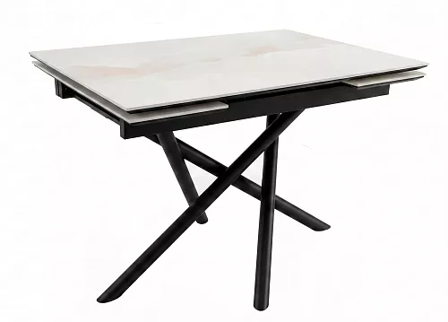 Стол DikLine BKX110 Керамика белый Icelandic white jade (Ostra Bianco Light)/подстолье черное/опоры черные (2уп.)
