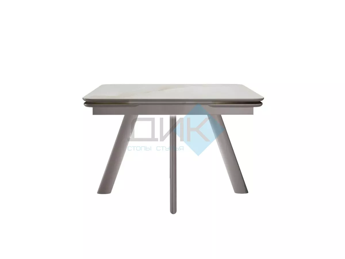Стол DikLine DKA120E Керамика глянец белый Icelandic white jade (Ostra Bianco Light)/подстолье капучино