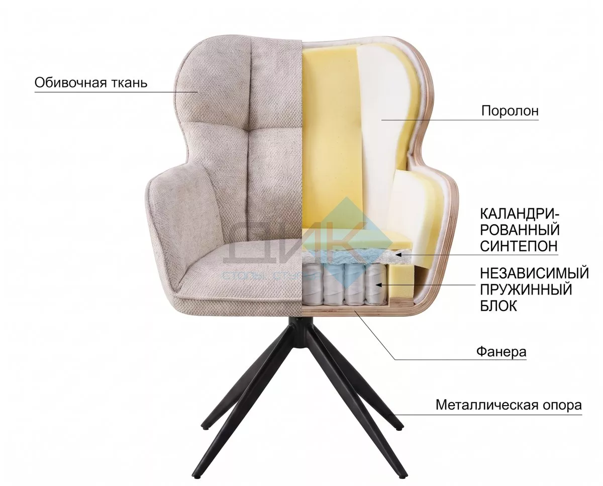 Стул DikLine 1461B микровелюр LEO #26 бежевый/опоры черные