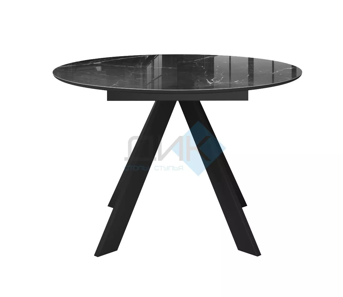 Стол DikLine SFC110 d1100 стекло Оптивайт Черный мрамор/подстолье черное/опоры черные