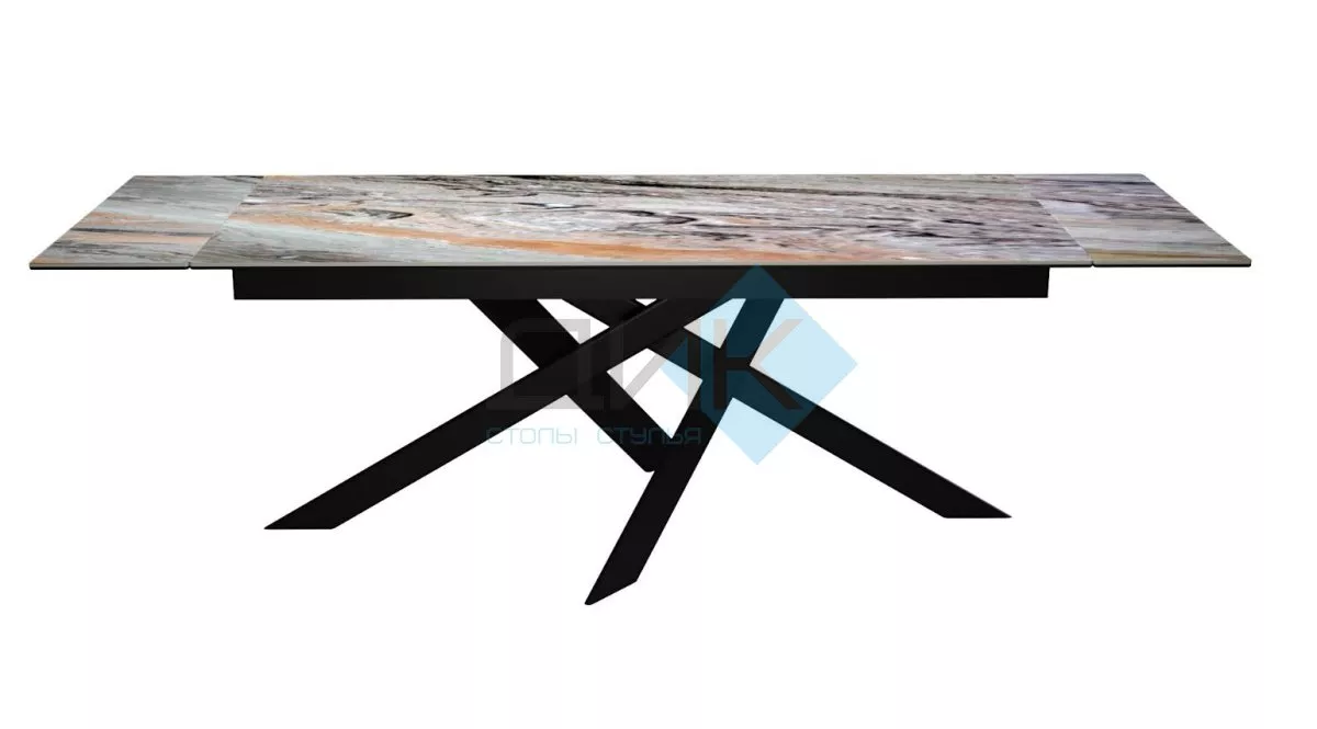 Стол DikLine EKX160, Керамика Venetian Brown Light глянец (К4), опоры черные (2 уп.)