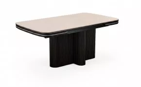 Стол DikLine DKO140 Керамика Krater Perla (бежевый матовый)/подстолье черное/опоры черные (2 уп.)