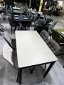Стол DikLine DKQ120 Керамика матовый бежевый (light yellow)/опоры черные Образец в салоне ТЦ Румер