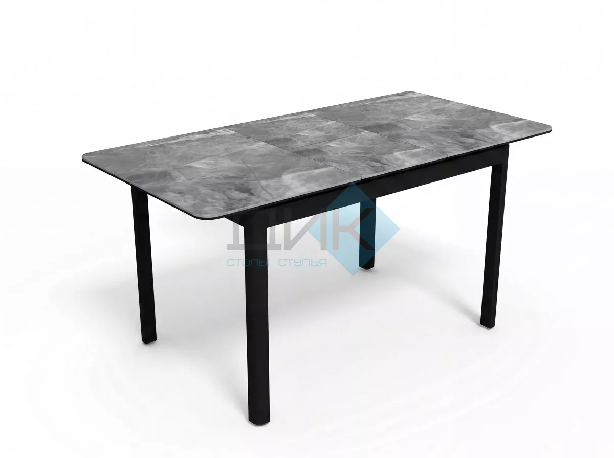 Стол DikLine DKQ120 Керамика серый глянец (italian middle grey)/подстолье черное/опоры черные