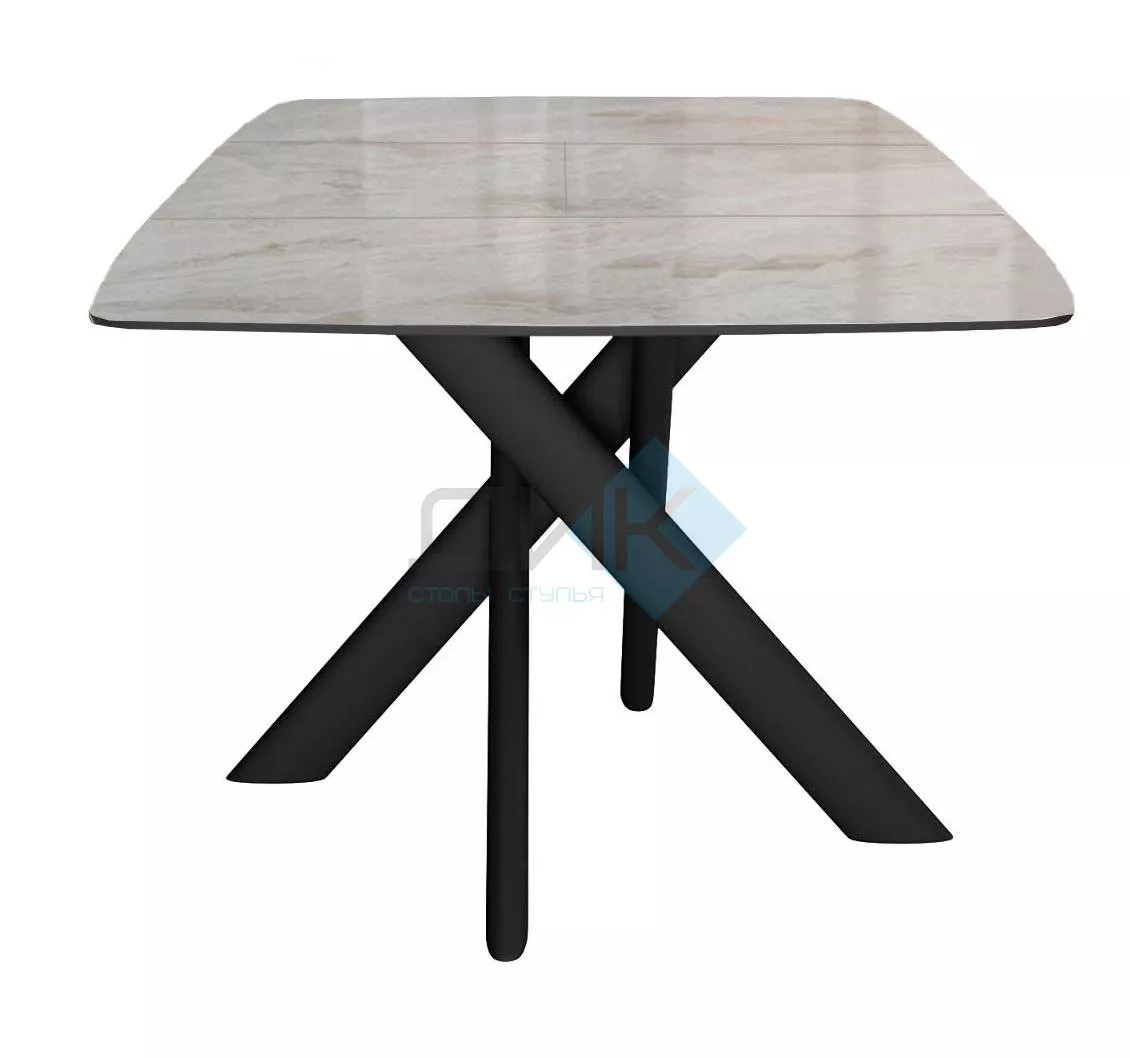 Стол DikLine DKB110, Керамика Italian Grey (глянец серый)/подстолье черное/опоры черные