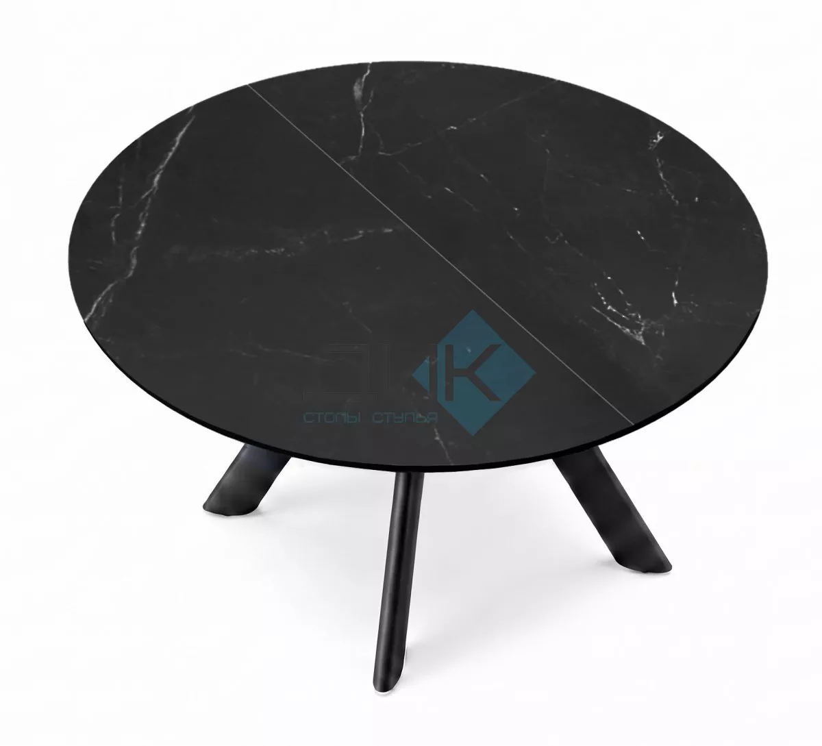 Стол DikLine SKC90E d900 Керамика Черный мрамор/подстолье черное/опоры черные