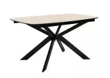 Стол DikLine BK140 керамика Krater Perla (бежевый матовый), подстолье черное, опоры черные