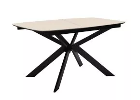 Стол DikLine BK140 керамика Krater Perla (бежевый матовый), подстолье черное, опоры черные