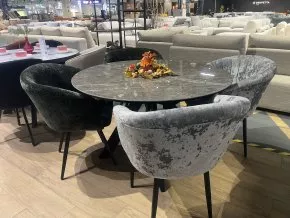 Стол DikLine SKC120 d1200 Керамика Tundra Gris (темно-серый суперглянец)  Образец в салоне Пеликан