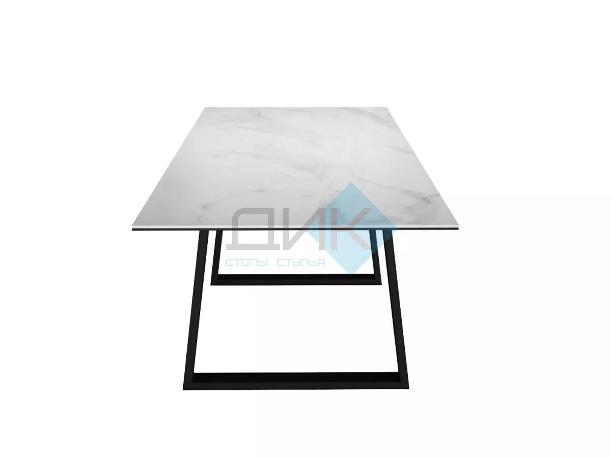 Стол DikLine DKZ160 Керамика Tianshan White (белый полуглянец)/подстолье черное/опоры черные (2 уп.)