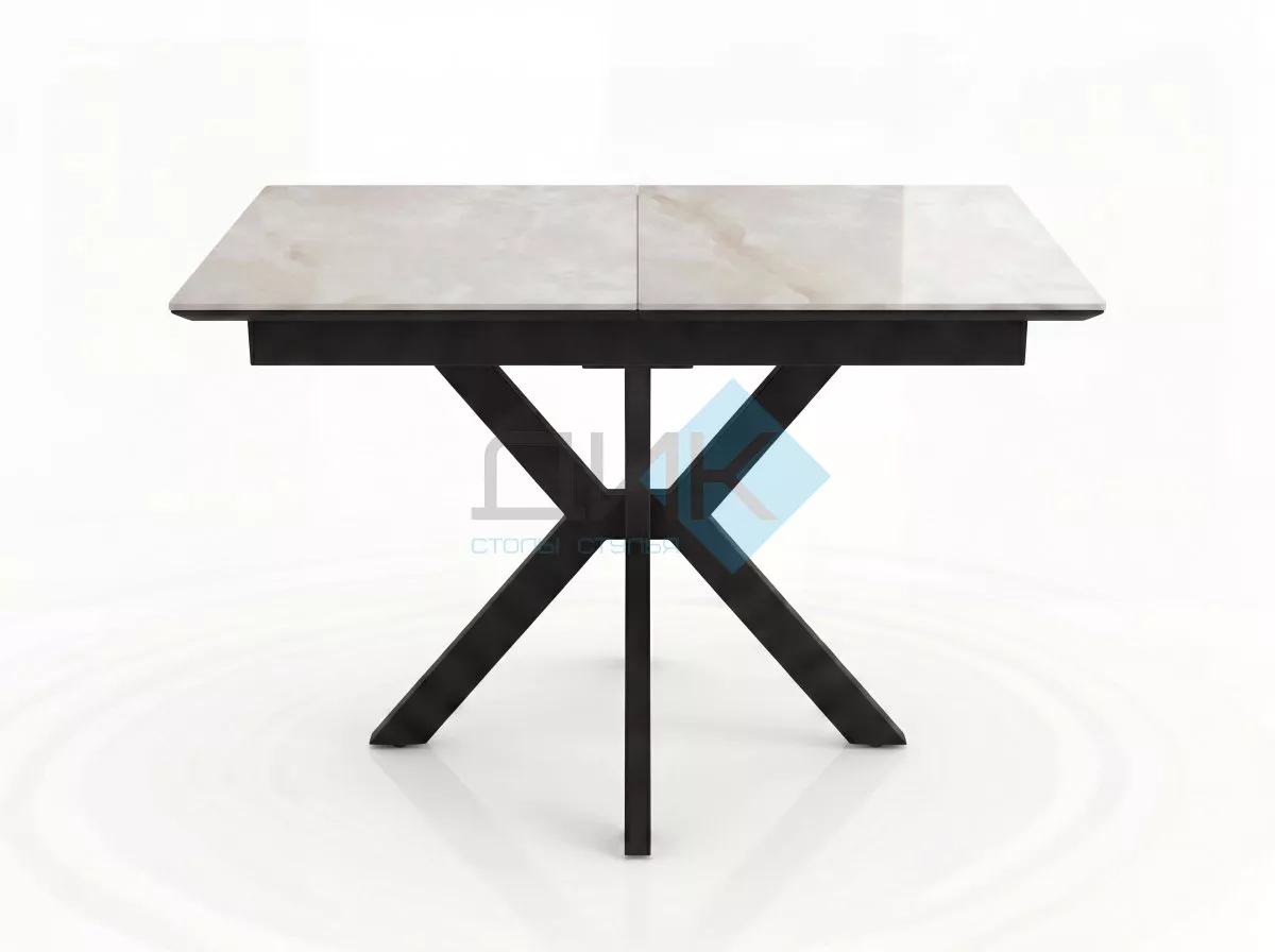 Стол DikLine DKI100 Керамика белый Icelandic white jade (Ostra Bianco Light)/подстолье черное/опоры черные (2уп.)