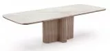 Стол DikLine DKO160 Керамика глянец Ostra Bianco (мрамор глянец белый)/подстолье капучино/опоры капучино (2 уп.)